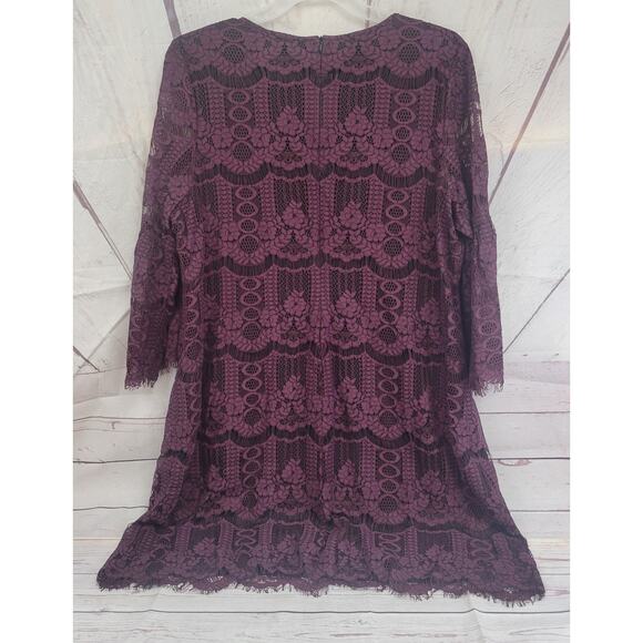 Charter Club Woman 2x Maroon Short Sleeve lace Knee Length Dress - Picture 2 of 6
